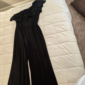 Black, one shoulder jumpsuit